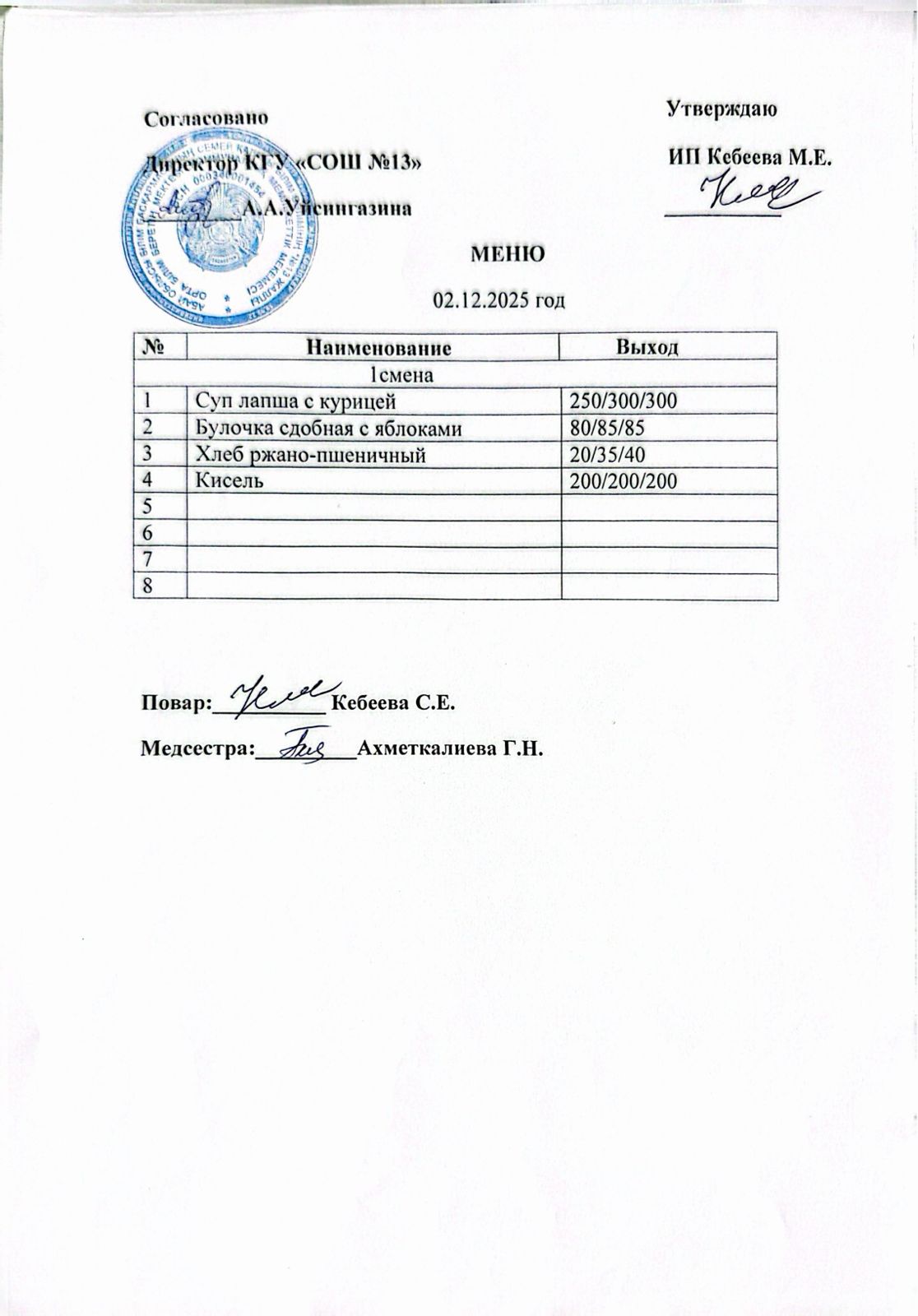 Ас мәзірі 02.12.2025 ж